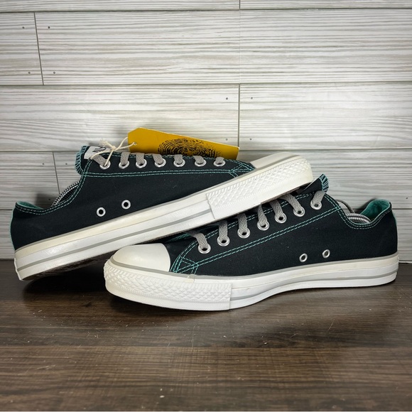 Converse All Star Low Black Green Shoes - Men’s 11 - Women’s 13 - Picture 4 of 9